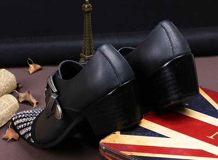 Men Pointed Toe Buckle Strap High Heel Shoes Italian Style Men Dress Shoes Party Wedding Shoes