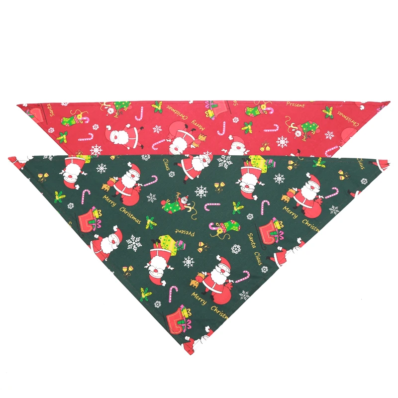 Personalized Handmade 100% Cotton Dog Scarf Bandana Pet Grooming Dog Neckerchief Adjustable Triangular Scarf Christmas Gift Dog