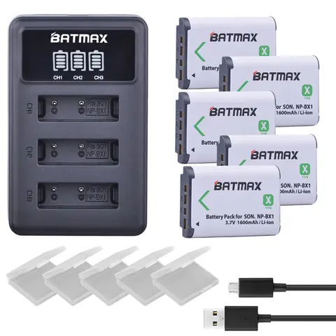 NP BX1 Battery and 3-Slot Charger for Sony Cameras Batmax