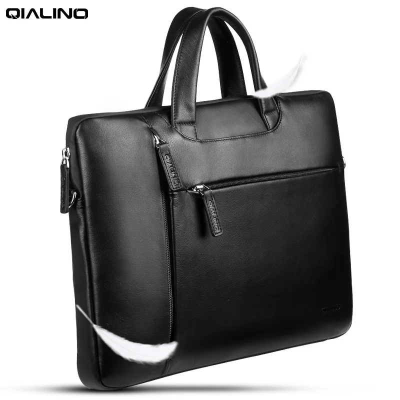 QIALINO Luxury Hight Quality Leather Briefcase for 15\