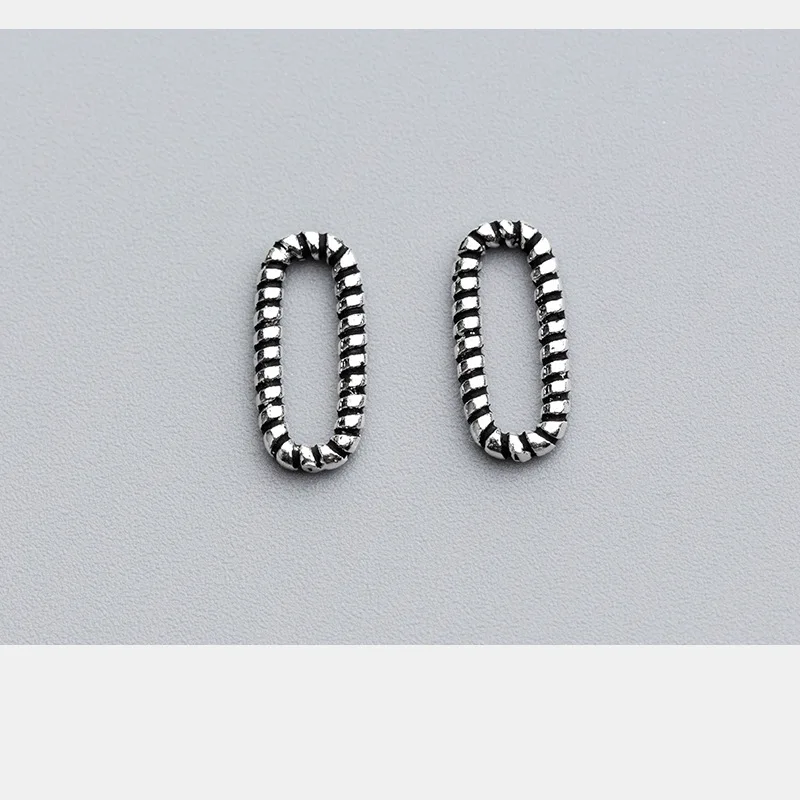 1pc 100% 925 Sterling Silver Thread Oval Ring Connectors Craft Fancy Circle Charms Connection DIY Necklace Bracelets Jewelry