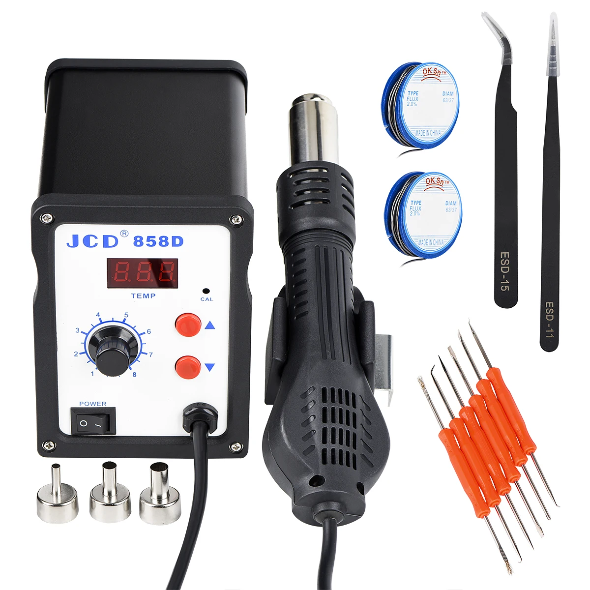 JCD Hot Air Gun 858D soldering station 110V 220V 700W LED Digital Heat air gun Solder Welding Repair rework SMD soldering iron