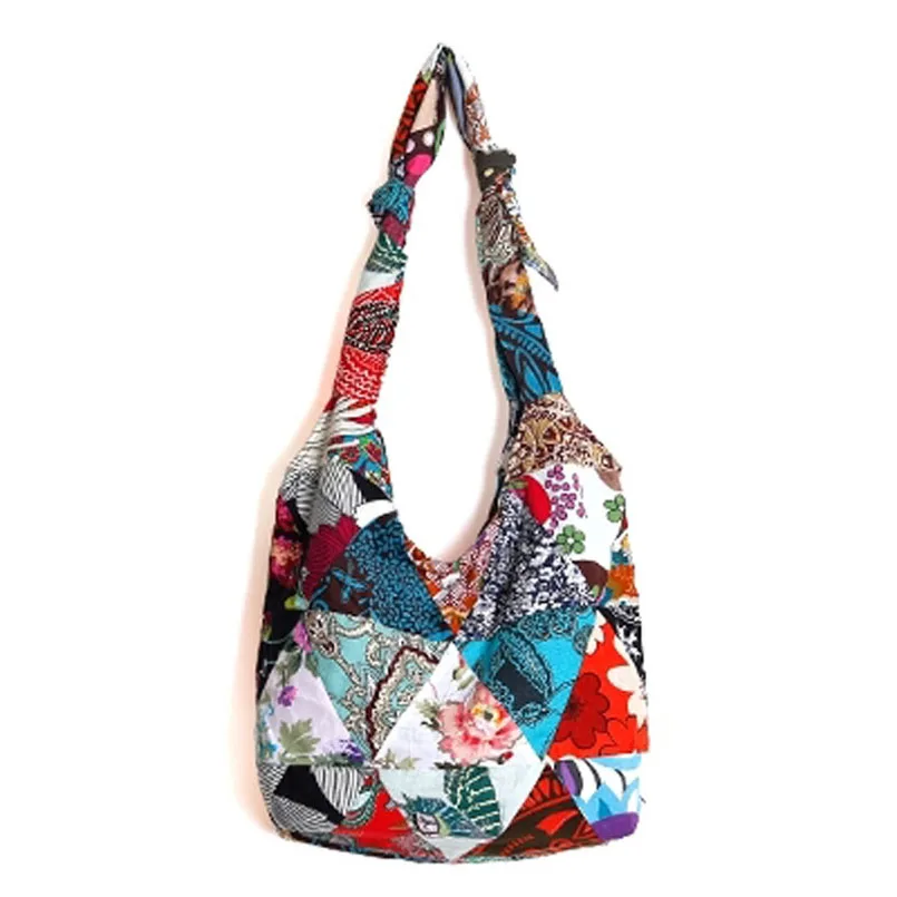 Borsa Patchwork Vintage borse con tracolla regolabile borse Hippie bohémien Vintage borsa a tracolla a tracolla da donna borse da donna