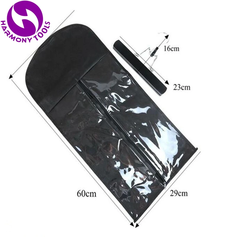 20 Sets Zipper Bag And Hanger For Packing Human Hair Weft And Ponytail Hair Extension Packaging Storage Bag 3 Colors Available