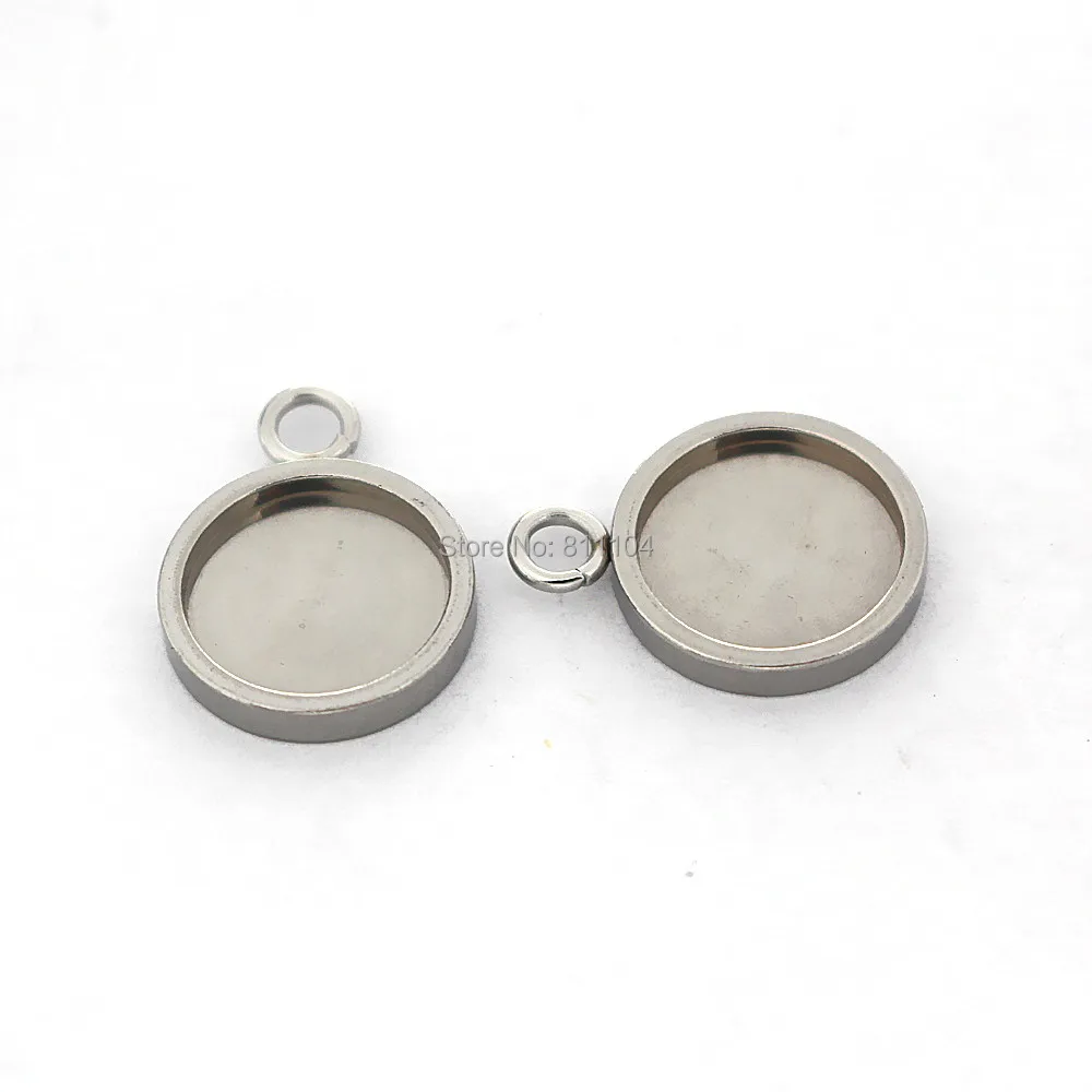 Stainless Steel 10mm 11mm Round Bezel with a Loop Strong Pendant Blanks Resin Cameo Cabochons Bases DIY Jewelry Making Supplies