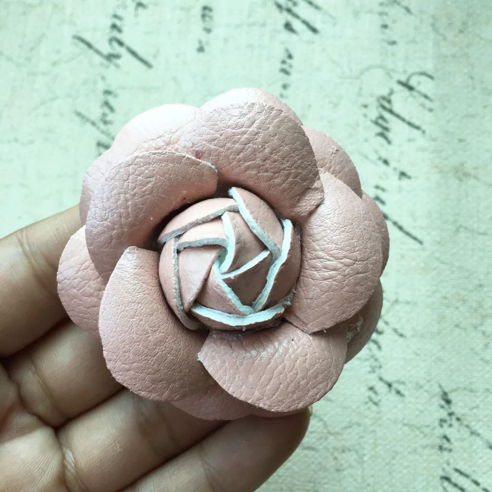 Free Shipping 10PCs/Lot Handmade PU Fabric 3D Camellia Flower Craft Patch Sticker Fit Women Hair Jewelry Clips Shoes Garment DIY