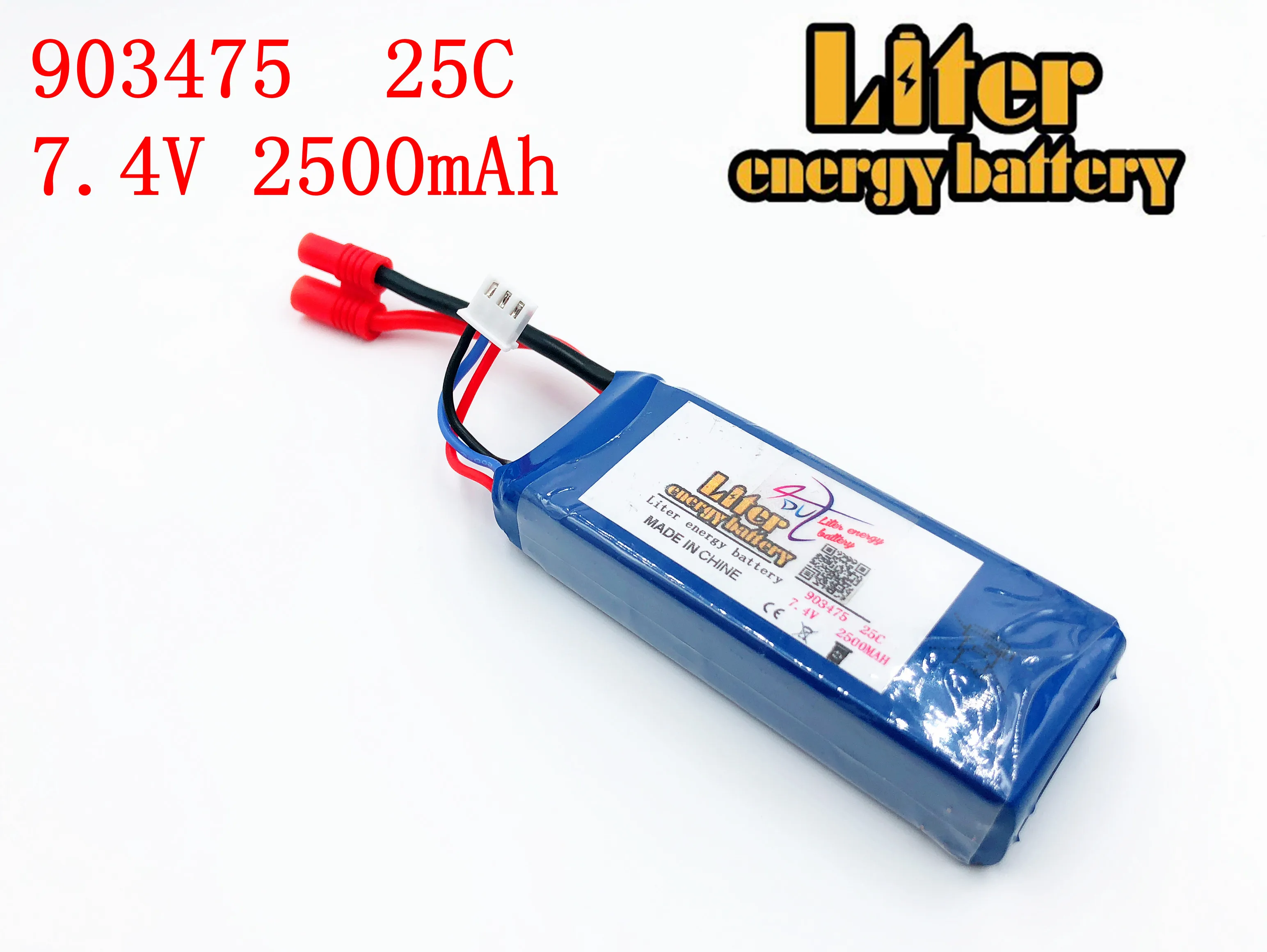 Batterie de Drone 7.4V 2500mAh 25C 903475 pour RC MJX X101/MJX X102H SYMA X8C X8W X8G X8HC X8HW X8HG Wltoys V262 quadrirotor
