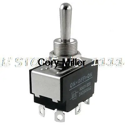 AC 250V 3A Amp DPDT 6 Terminals on-off-on 3 Position Momentary Toggle Switch