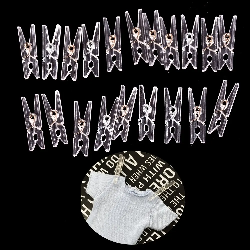 20 pz 25m Mini primavera trasparente trasparente clip vestiti foto carta Peg Pin vestiti pin clip artigianali decorazione della casa del partito