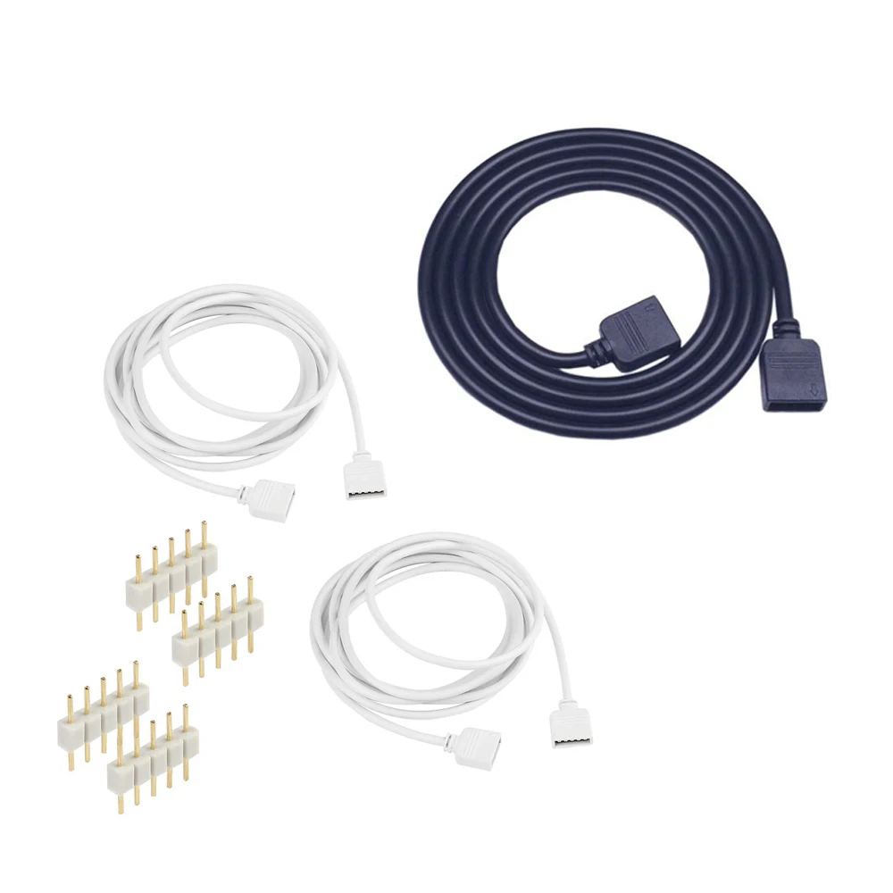 4 Pin RGB LED Strip Connectors 10mm Set, RGB LED Strip Extension Cable Wire Solderless Led Connectors 10mm For 5050 3528 Rgb Led Strip Lights