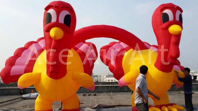 Giant Inflatable Turkey Arch for Decoration or Advertisement, Super Thanksgiving Day Decoration, Double, Advertisement