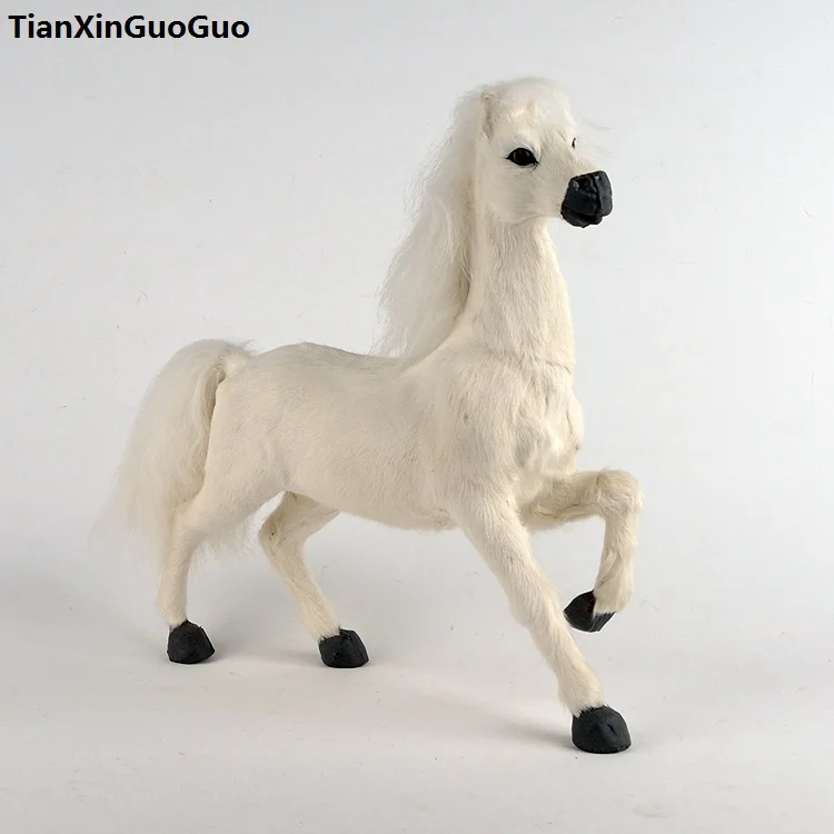 simulation horse hard model,polyethylene&furs white horse large 31x30cm handicraft ,home decoration gift s0709