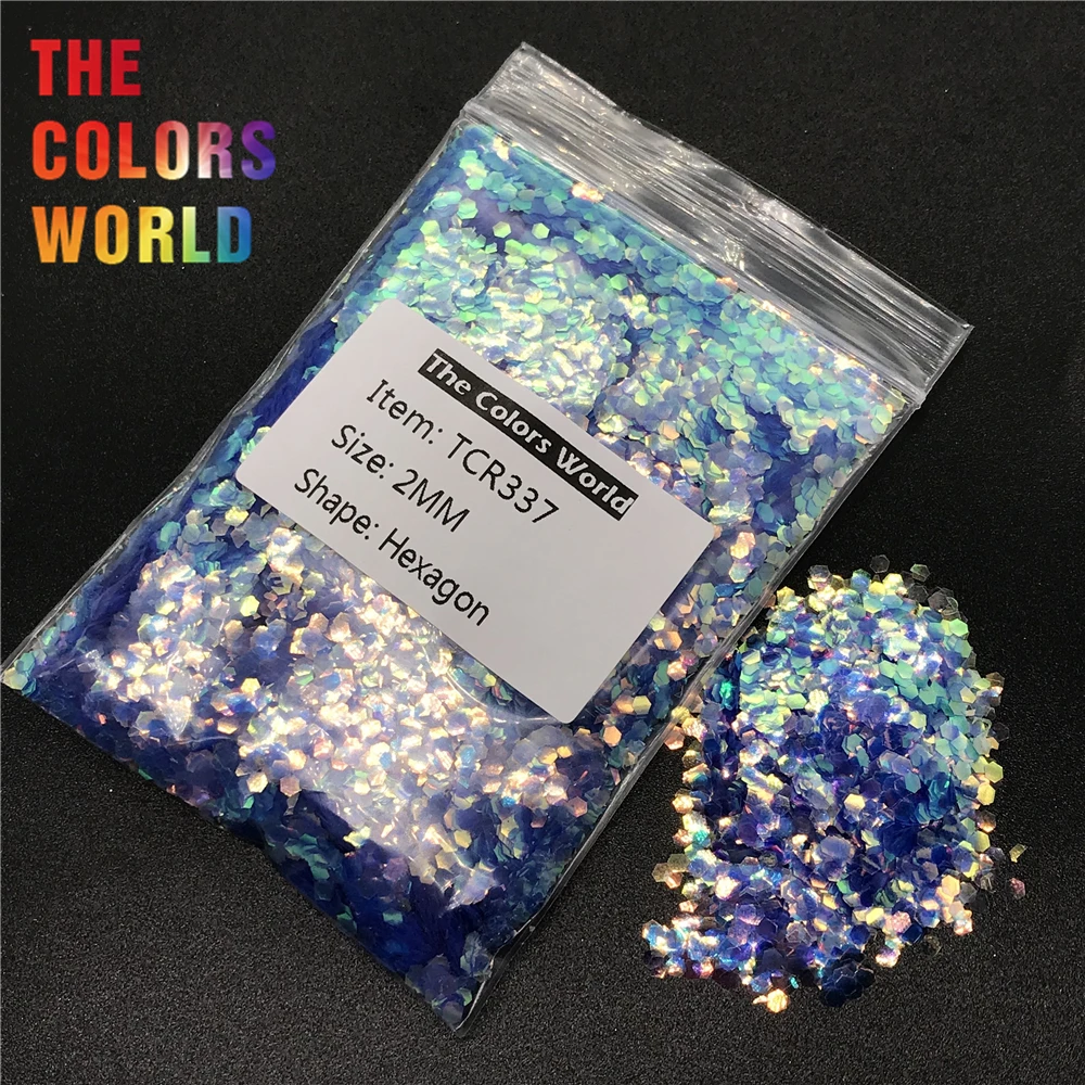 TCR337  Iridescent Rainbow Cobalt Blue Hexagon Shape Nail Glitter Nail Art Decoration Face Glitter Makeup EyeShadow Handwork DIY