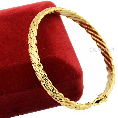 6mm Women Ladies Party Gold Color Wire Bangles Bracelets Openable Wristband Jewelry