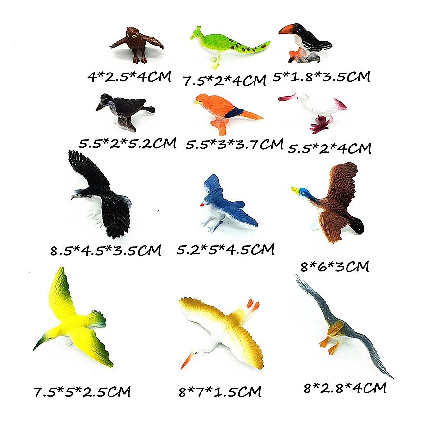 12pcs Multi-color Birds Toys Plastic Model Bird Figures,Action Figure Bird Animal Simulation PVC Model Collection Toys For Kids