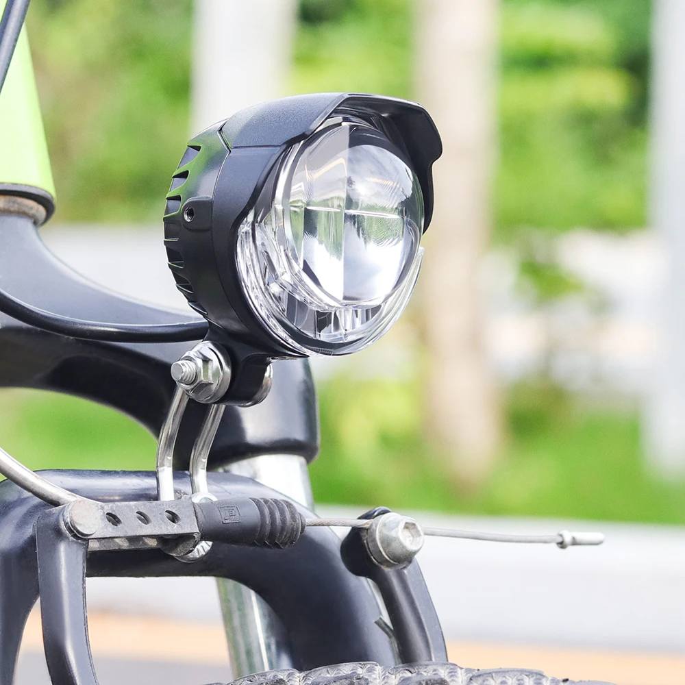 Onature-faro para bicicleta eléctrica, luz LED con bocina, 85 lux, entrada DC 12V 36V 48V