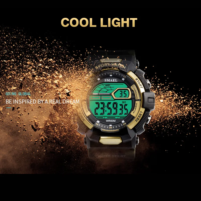 Orologi sportivi impermeabili LED SMAEL Relojes Hombre orologio da uomo grandi orologi militari Army 1527 orologio digitale Wrsit in Silicone per