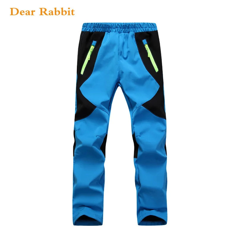 

2023 brand windproof waterproof children's outdoor pants boys girls soft shell pants warm youth climbing pants sweatpants enfant