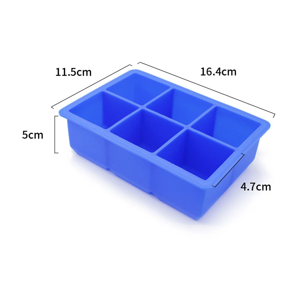 6-Cavity Silicone Drink Ice Cube Pudding Jelly Soap Mold for Chocolate Molds DIY Square Ice Cube Tray Whiskey Wine Cocktail Bar