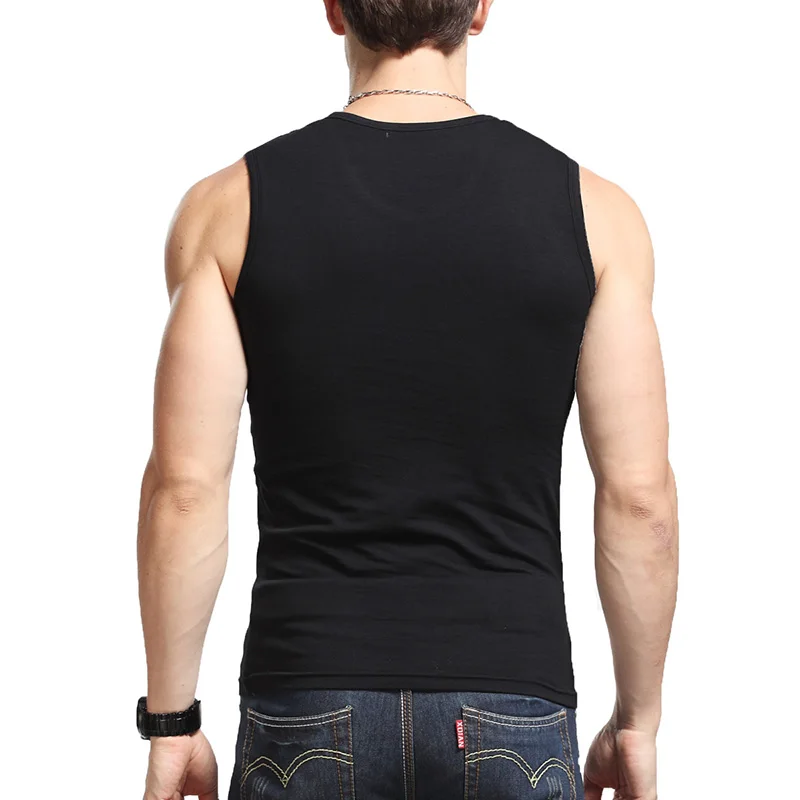 Men\'s all cotton Solid color seamless underwear clothing close-fitting broad shoulders V/O-neck vest comfortable undershirt