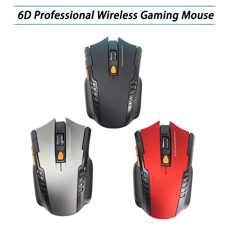 Mouse Gamer 2.4ghz Wireless Computer PC Laptop Profissional Game 1600dpi 2000 DPI USB Optical Mouses Gamer Symmetrical Design 6D