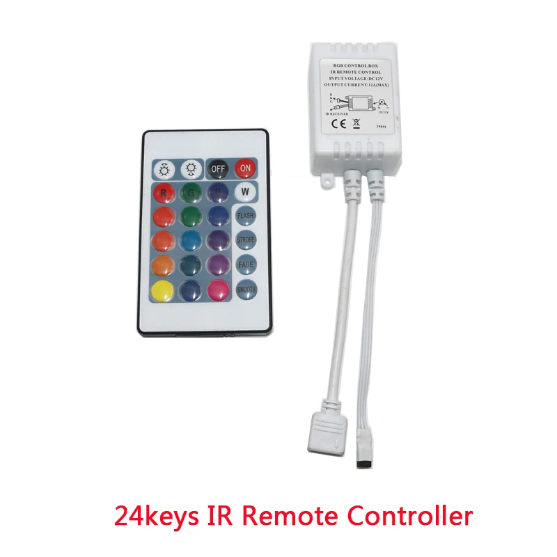 DC 12V 12A RGB LED Dimmer Controller Box + 24 Key IR Wireless Remote Control for 3 Channel 5050 2835 SMD Full Color Light Strip