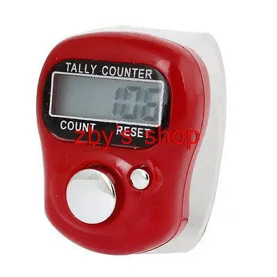 Carcaça de plástico em branco e vermelho, blk, verde, amarela, rosa, macia, transparente, lcd, ferramenta eletrônica, contador de dedo, mão, 0-99999, 5 dígitos, 1 peça