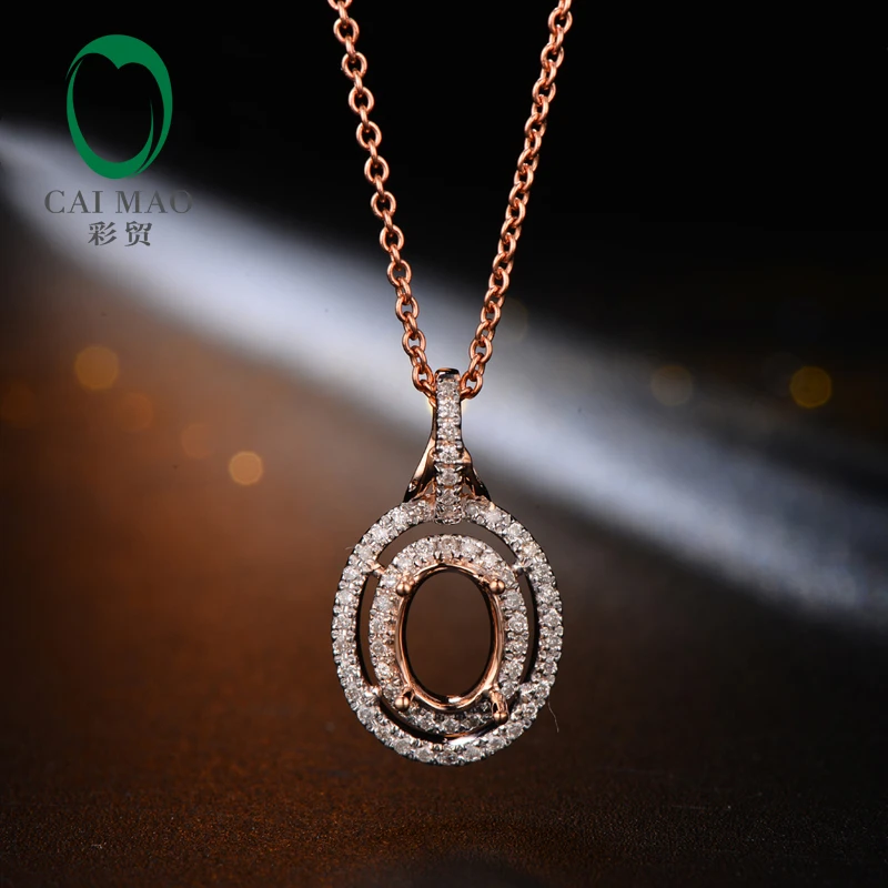 

5x7mm Oval Cut 14kt Rose Gold 0.24ct Diamond Engagement Semi Mount Pendant free shipping