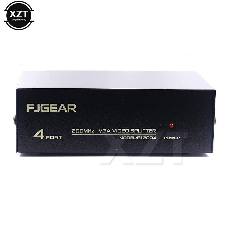 Newest 4 port VGA Splitter 1x4 1 to 4 ports VGA Video HD Signal Amplifier 200MHz Support 1920x1440 with power for VGA Adpater