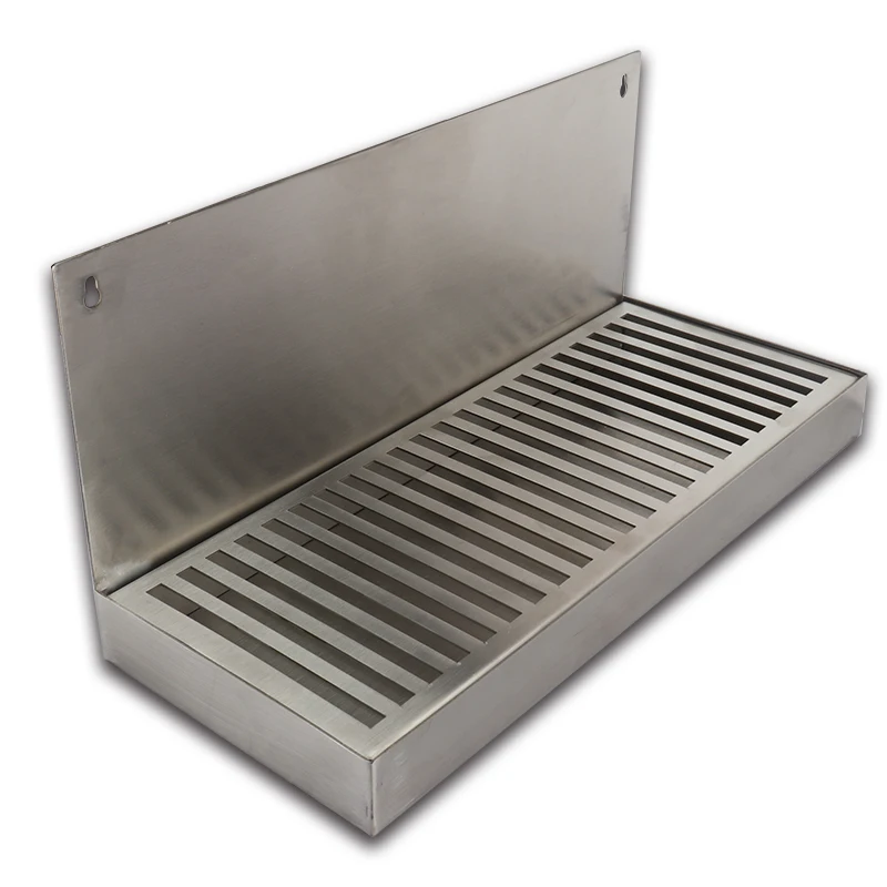 Draft Beer Wall Mount Drip Tray - 304 Stainless Steel - No Drain New for Kegerator Draft Tower Beer Keg