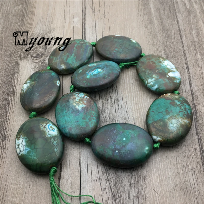 New Arrival Egg Shape Green Dragon Veins Agates Beads,Nature Stone Slab Pendant Beads MY1814