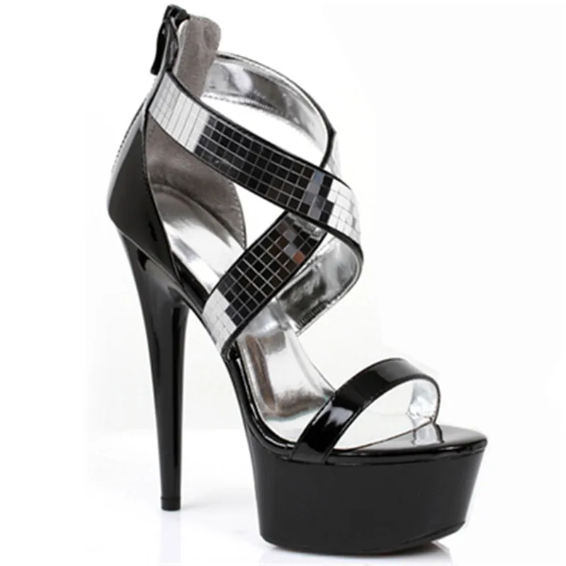 

Fashion sequined 15 cm seductive sandals, high heels platform shoes.6 "sexy crystal sandals