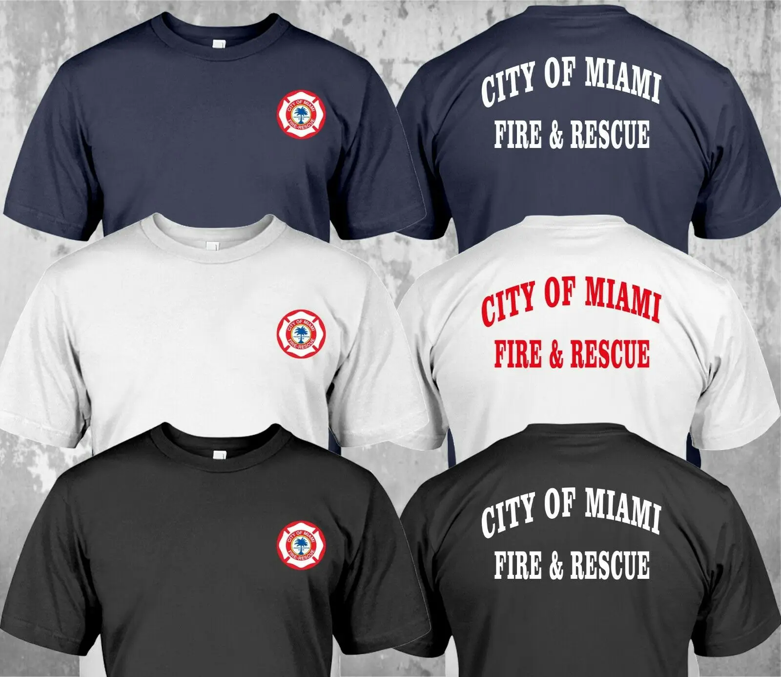 New City of Miami Fire Rescue Fire Department Firefighter Double Side T-Shirt 2019 Summer Men\'S Street Style Printing T Shirts