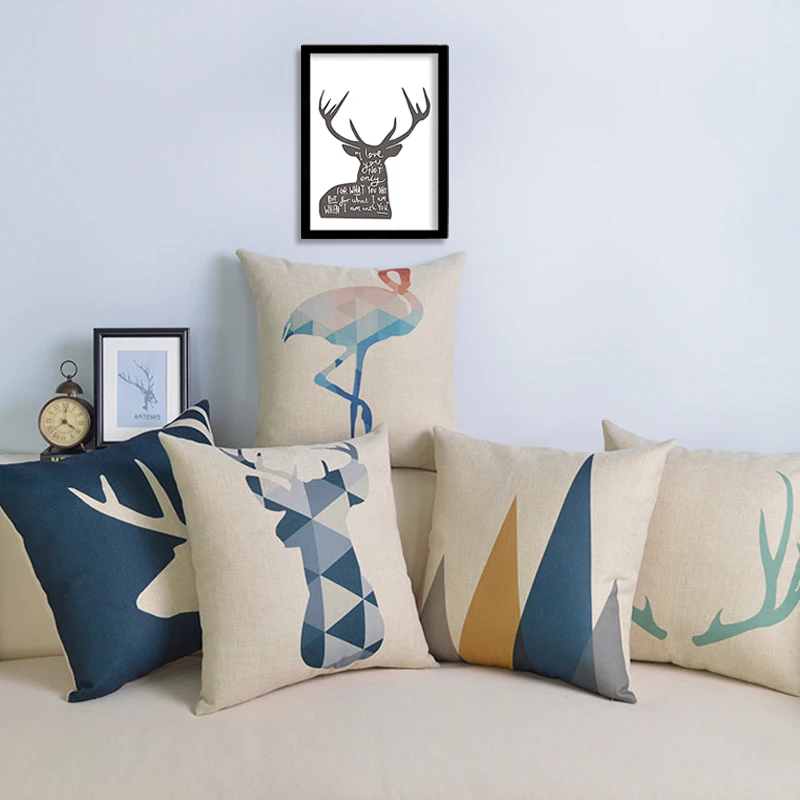 Square decorative capa de almofada Home Textile deer Cushion Cover almohada soft seat car linen suit cushion pillowcase BO-1