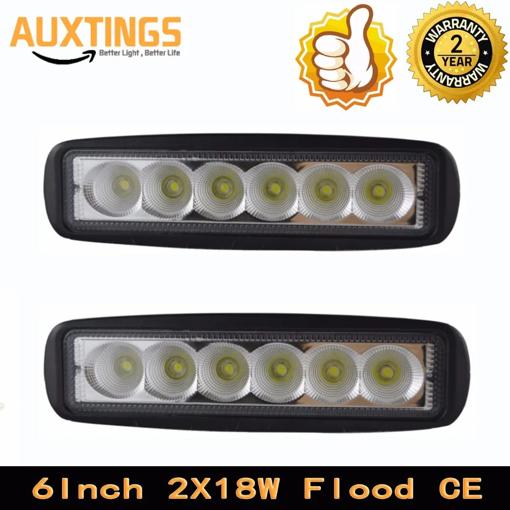 2 PCS 18w LED Work Light Spot Flood 12 Volt Single Row Mini Led Light Bar for Truck Tractor 4x4 Car