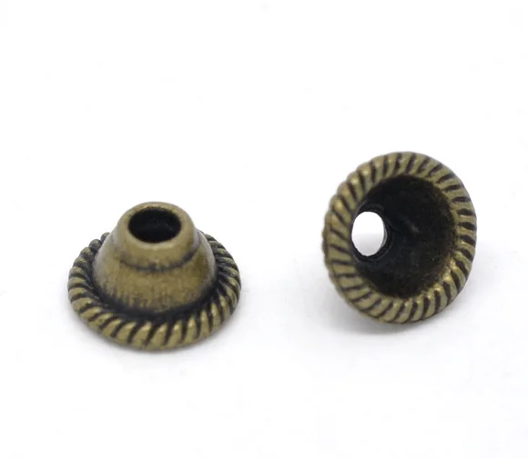 

Vintage Handmade Beads Caps Cone Antique Bronze Color Metal Beads DIY Bracelets Jewelry Gifts (Fits 14mm Beads) 8mm x 5mm,100PCs