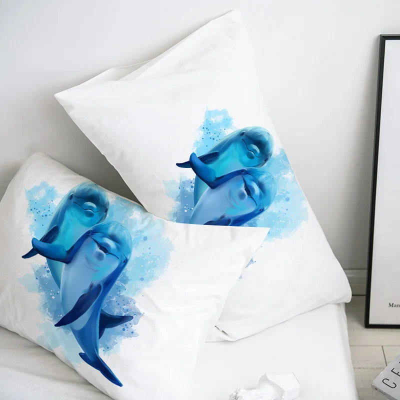 Print Decorative Pillow Cover,Custom 3d HD Pillow Case,Pillowcase 50x70/50x75/50x80/70x70,Bedding Cute dolphin/whale