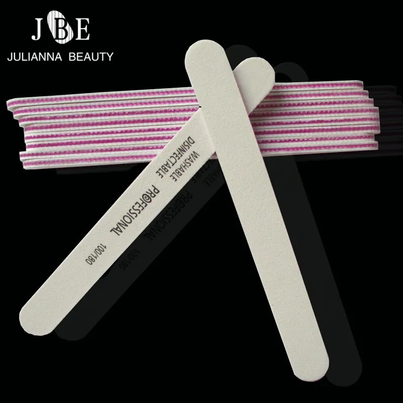 4 Pcs White Nail File 100/180 Durable Sanding Straight Nail File For Manicure UV Polish Professional Buffer Manicure Nail Tool