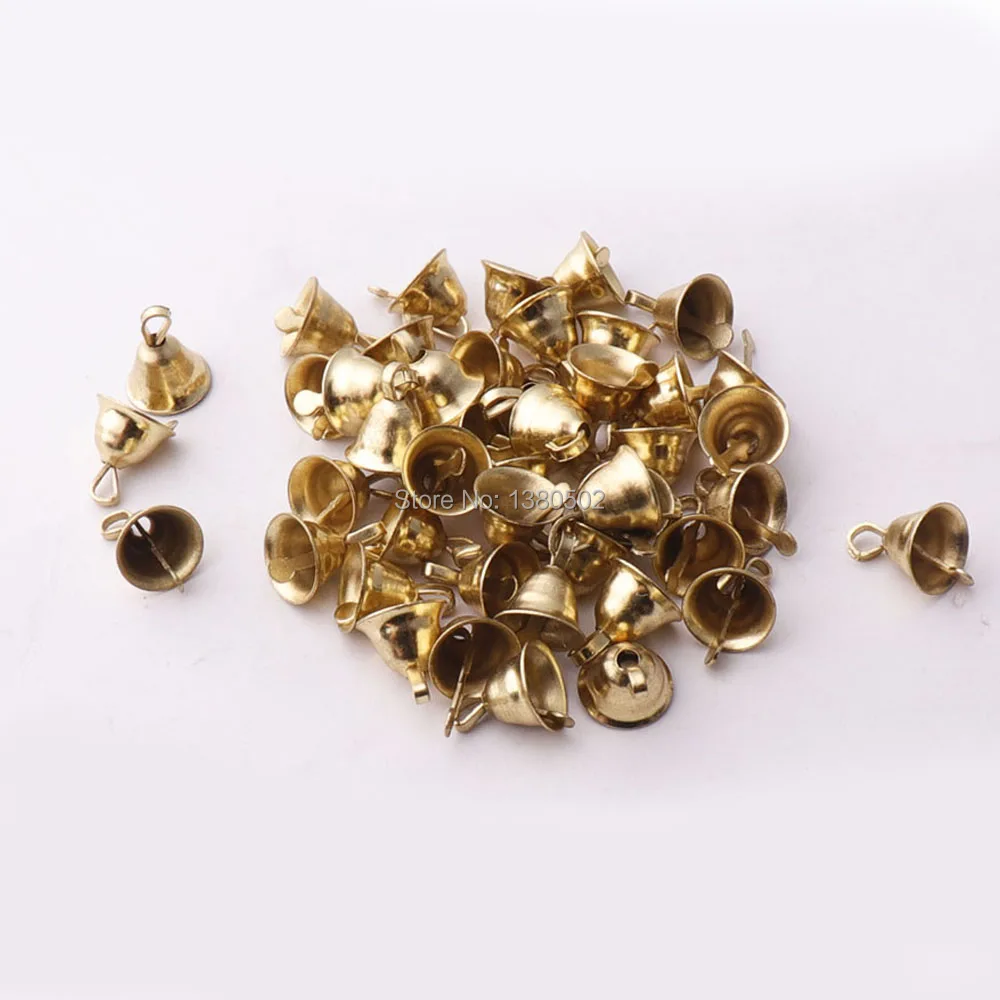 100pcs/lot Small Size Gold Color 6*8mm Small Bell Iron Loose Beads Christmas Decoration Jewelry Accessories