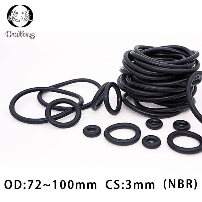 10PC/lot Rubber Ring Black NBR Sealing O Ring 3mm Thickness OD72/75/80/85/90/95/100*3mm O-Ring Seal Nitrile Gasket Rings Washer