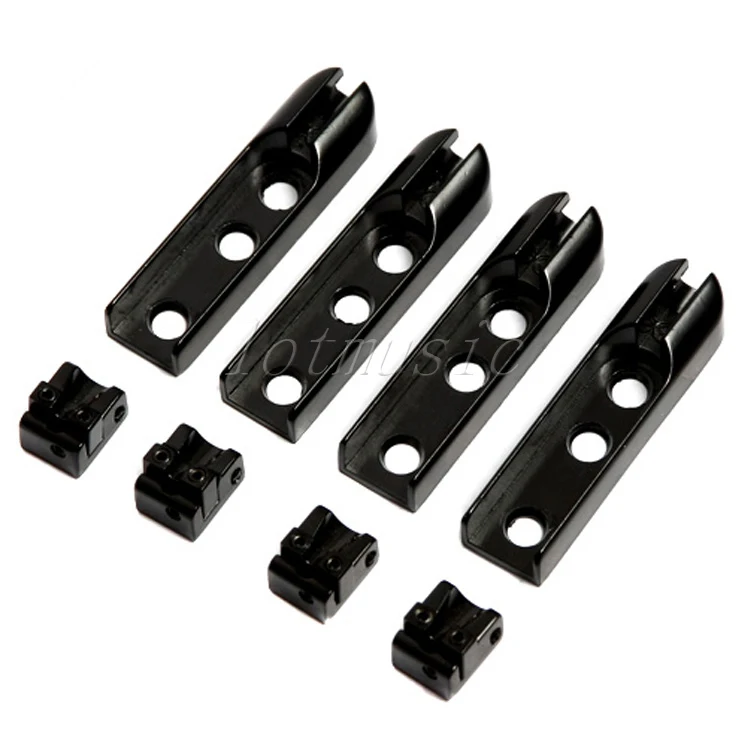 5 Sets Individual 4 String Bass Guitar Bridge Tailpiece String Container Screw Chrome Plated