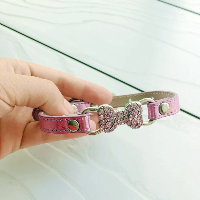 Bling Bone Pet Dog Collar with Rhinestone For Puppies Small Animals Cat Little Breeds Chihuahua Yorkshire Accessories Products