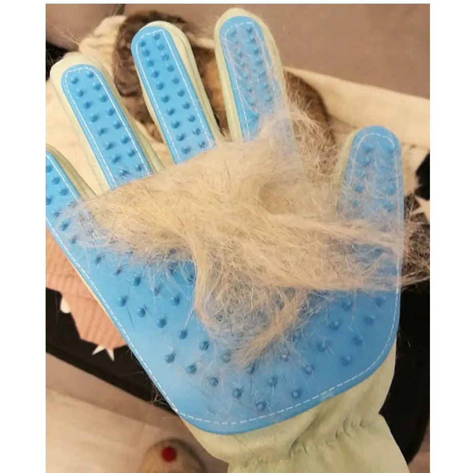 Cute Suede Silicone Cat Dog Pet Deshedding Brush Glove for Animal Wool Combing Cats Pet Hair Glove pet Grooming glove GL0001