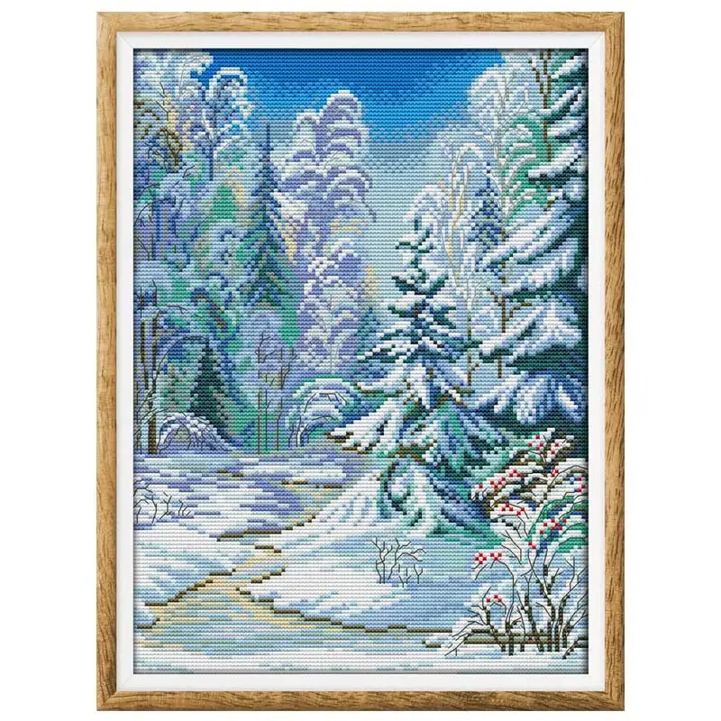 Winter Forest Patterns Counted Cross Stitch Set DIY 11CT 14CT 16CT Stamped DMC Cross-stitch Kit Embroidery Needlework Home Decor