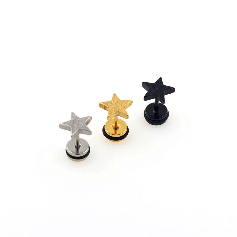 free shipping ear piercing 30pcs 1.2*6*6/8mm surgical Stainless Steel Scrub star fake plug