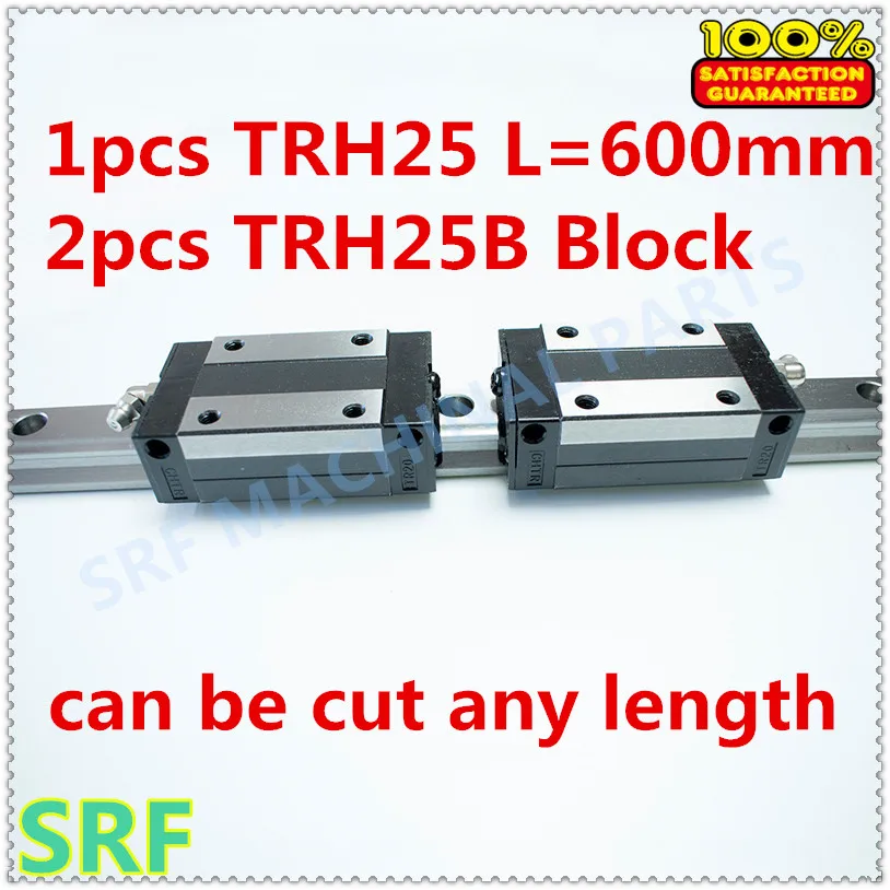 High quality 25mm Precision Linear Guide 1pcs TRH25 L=600mm Linear rail+2pcs TRH25B Square linear carriage for X Y Z Axis