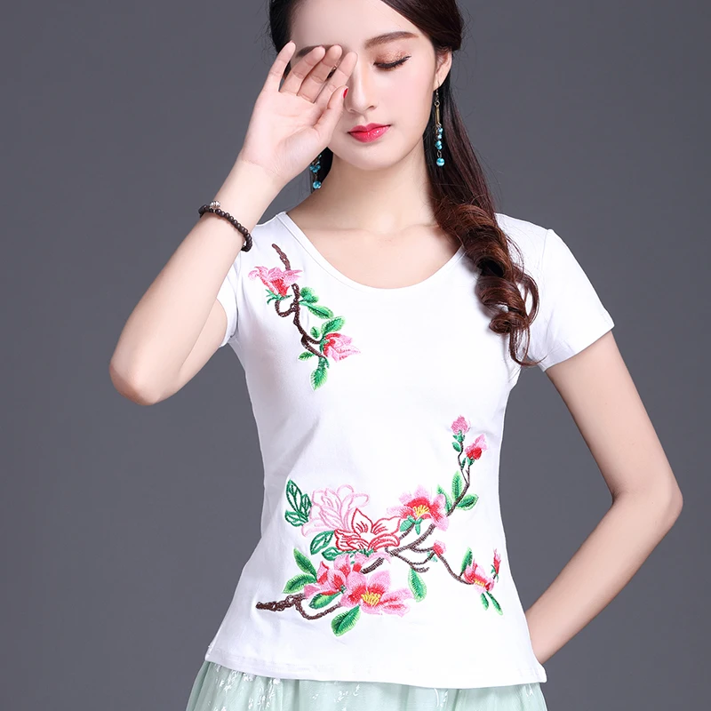 T Shirt Women Plus size Basic Tshirt White Black 100% Cotton Embroidery High quality Ladies Summer Tops Casual 4XL 5XL