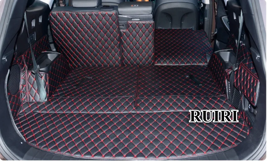 Newly! Full set car trunk mats for Hyundai Grand Santa fe 7 seats 2018-2013 durable boot carpets cargo liner mat,Free shipping