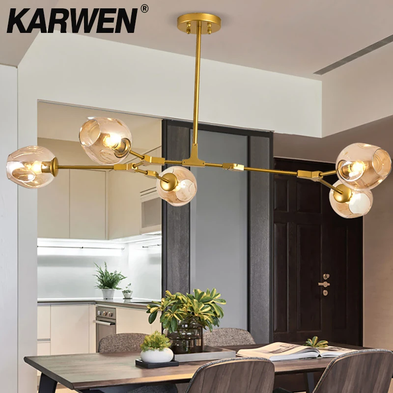 

KARWEN 5 Color Glass Nordic Modern Pendant Lights Molecular hanglamp Fixtures for Dining Room Kitchen Living Room