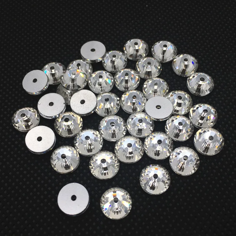 Lochrose One Hole Sew On Rhinestone Size 3mm 4mm 5mm 6mm 8mm Round Crystal Clear / AB Color for Dress Jewelry Making